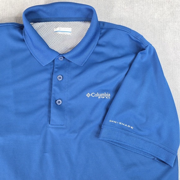 Columbia Other - Columbia Polo Shirt Mens Large PFG Perfect‎ Cast Blue Vented Omni-Shade XM6930